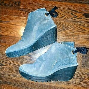 Fly London Yebi Suede Gray Boots Size 36 US Sz 6 Great Condition!